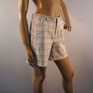 Dockers Womens Shorts Stain Defender Flat Front Plaid Stretch Size 4